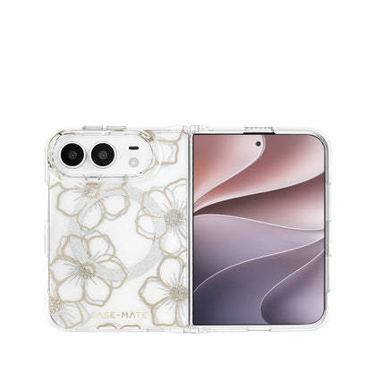 iPhone Duoケース Floral Gems ゴールド