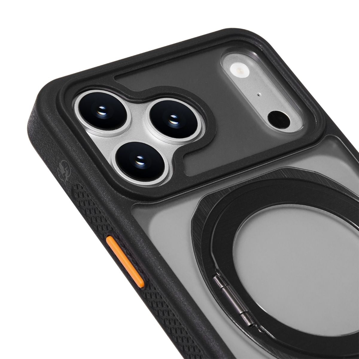 iPhone 18 Pro/17 Proケース Vault スモーク 360°スタンド付き