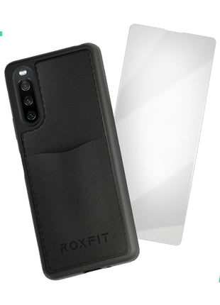 Xperia10IVケース ROXFIT Pocket Reiner ガラスセット 耐衝撃 ブラック