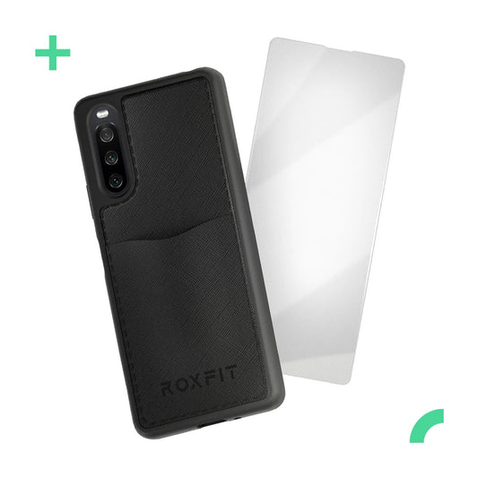 Xperia10IVケース ROXFIT Pocket Reiner ガラスセット 耐衝撃 ブラック