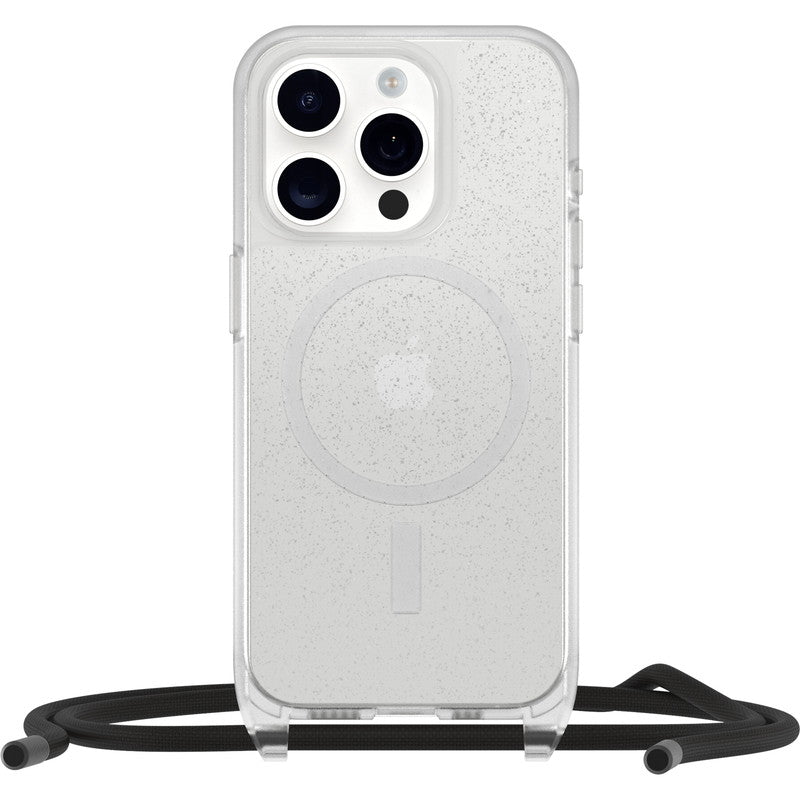 iPhone15Proケース React Necklace 耐衝撃 MILスペック MagSafe ストラップ可 スターダストクリア