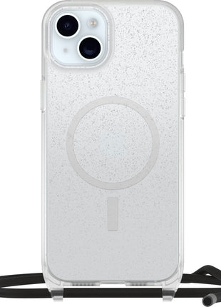 iPhone15Plusケース React Necklace 耐衝撃 MILスペック MagSafe ストラップ可 スターダストクリア