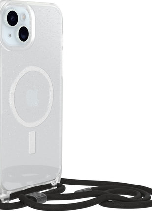 iPhone15Plusケース React Necklace 耐衝撃 MILスペック MagSafe ストラップ可 スターダストクリア