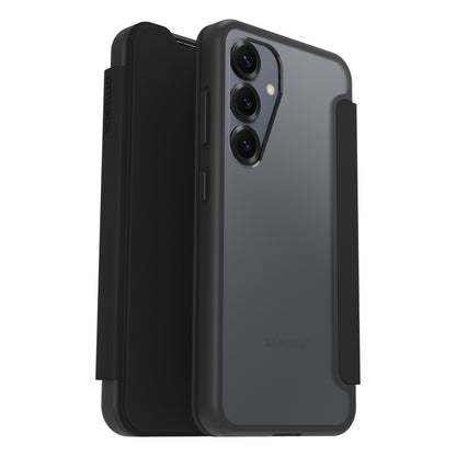 Galaxy S25ケース React Folio 手帳型 耐衝撃 ブラッククリスタル