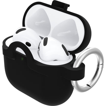 AirPods（第4世代）ケース 耐衝撃 カラビナ付き ブラック