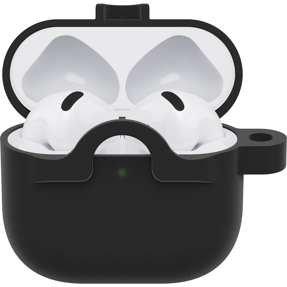 AirPods（第4世代）ケース 耐衝撃 カラビナ付き ブラック
