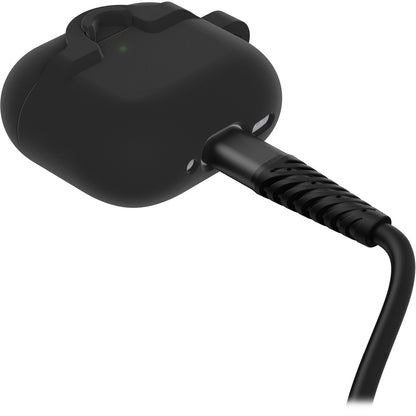 AirPods（第4世代）ケース 耐衝撃 カラビナ付き ブラック