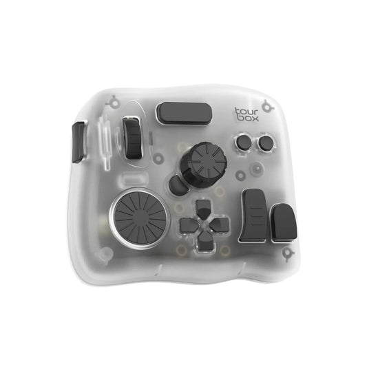 TourBox Elite Plus 左手 デバイス キーボード Bluetooth adobe iPad Windows Mac つまみ 手持ち 割り当て ツアーボックス エリートプラス クリアートランスパレント TBEP