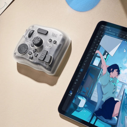 TourBox Elite Plus 左手 デバイス キーボード Bluetooth adobe iPad Windows Mac つまみ 手持ち 割り当て ツアーボックス エリートプラス クリアートランスパレント TBEP