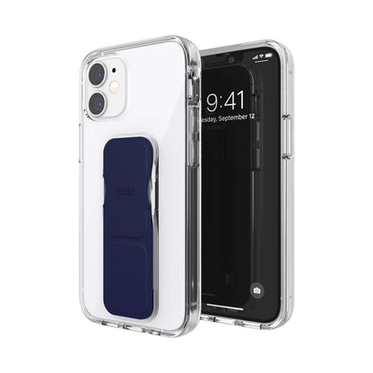 iPhone12miniケース グリップケース クリア/ブルー