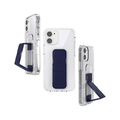 iPhone12miniケース グリップケース クリア/ブルー