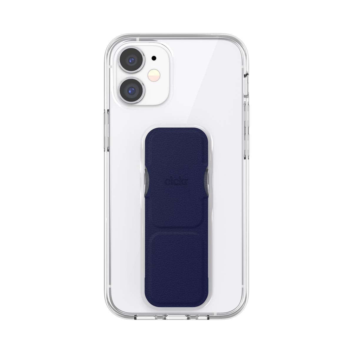 iPhone12miniケース グリップケース クリア/ブルー
