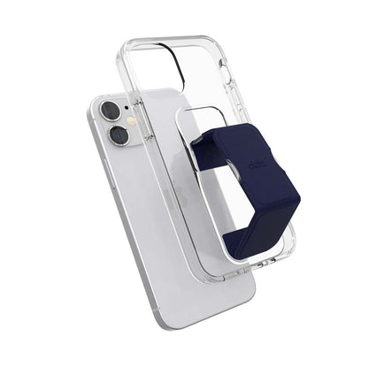 iPhone12miniケース グリップケース クリア/ブルー