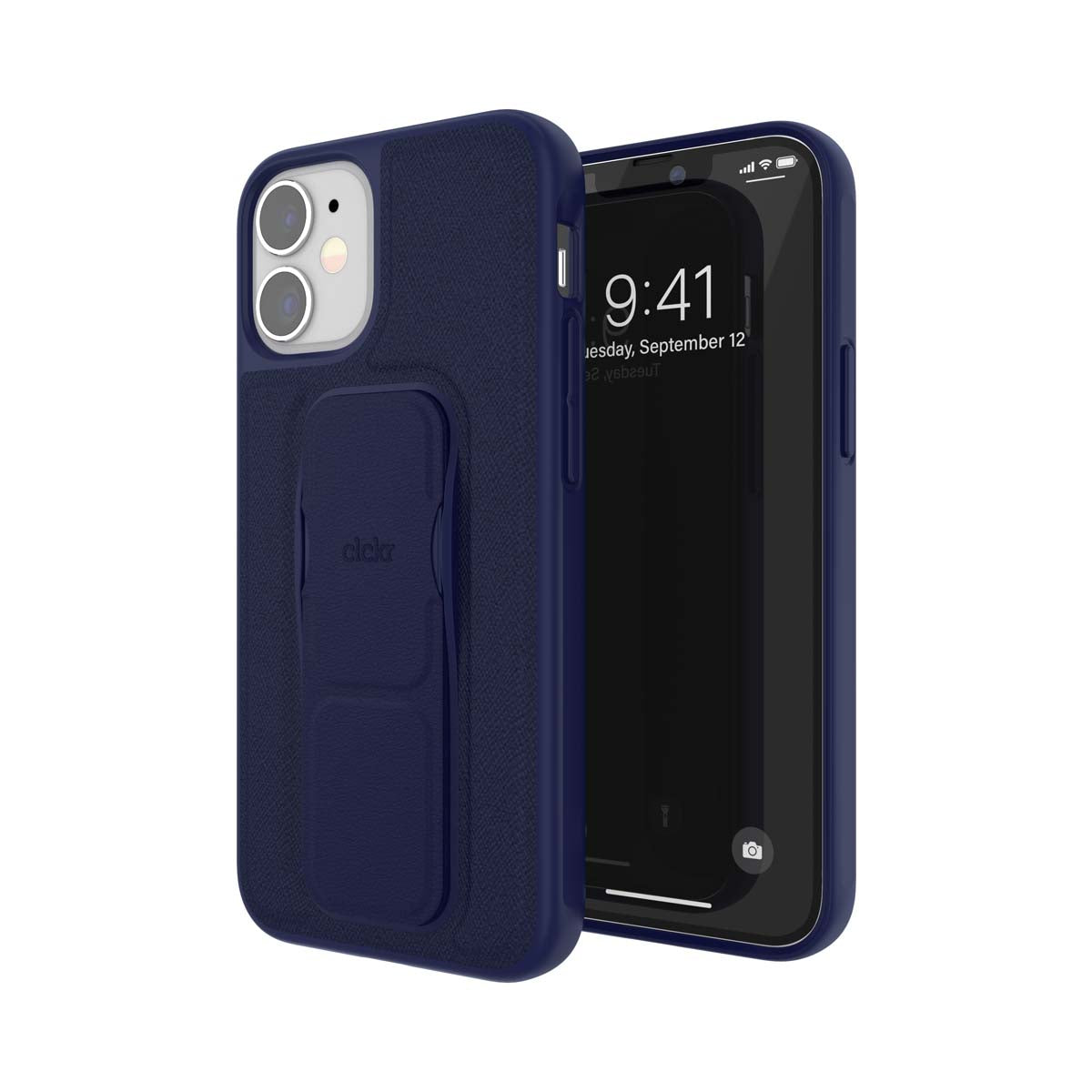 iPhone12miniケース Saffiano グリップケース ネイビーブルー