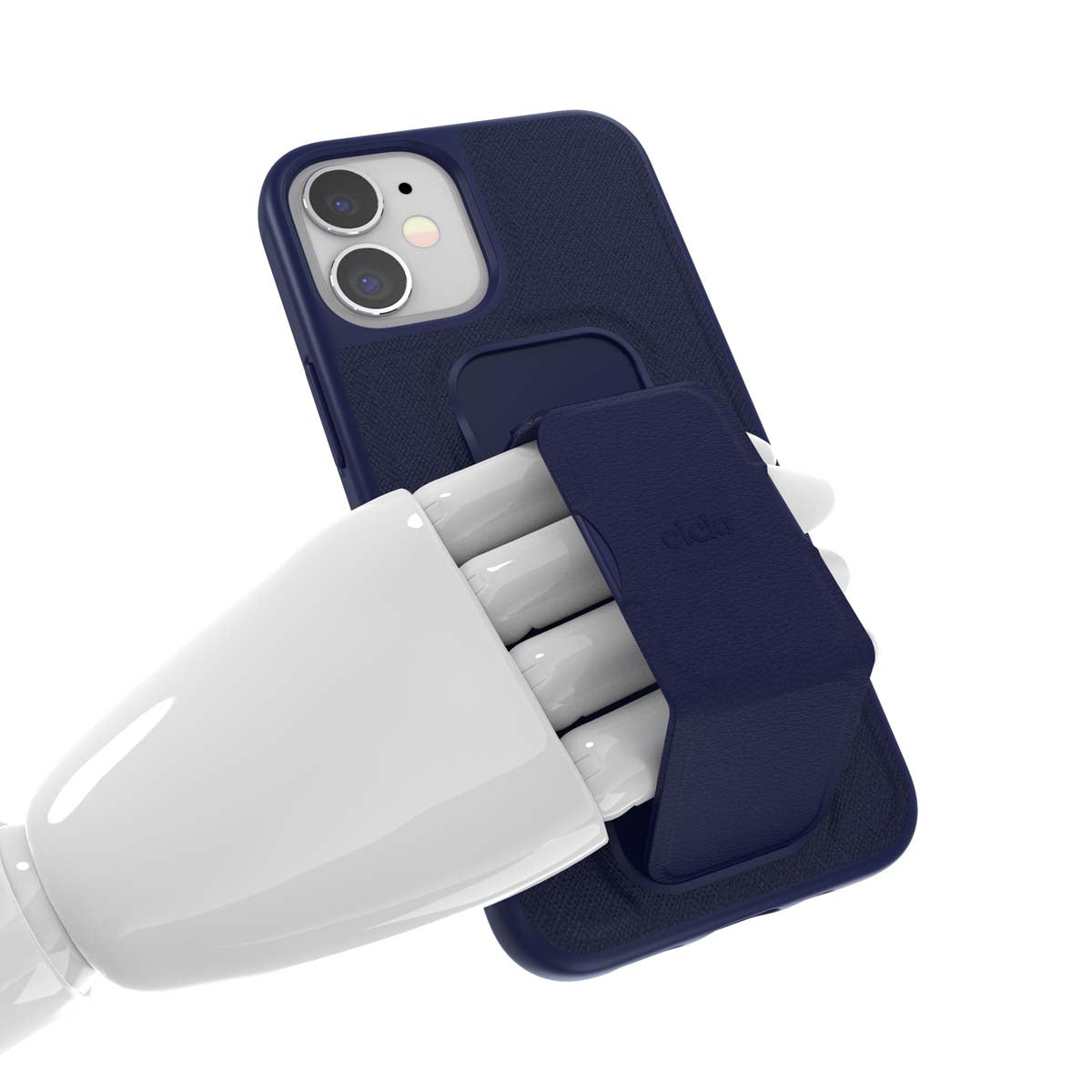 iPhone12miniケース Saffiano グリップケース ネイビーブルー