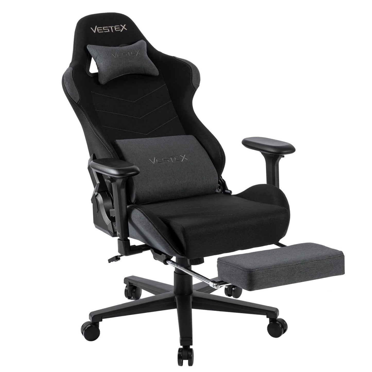 ゲーミングチェア VESTEX  S1 カラーファブリック フットレスト付 ブラック