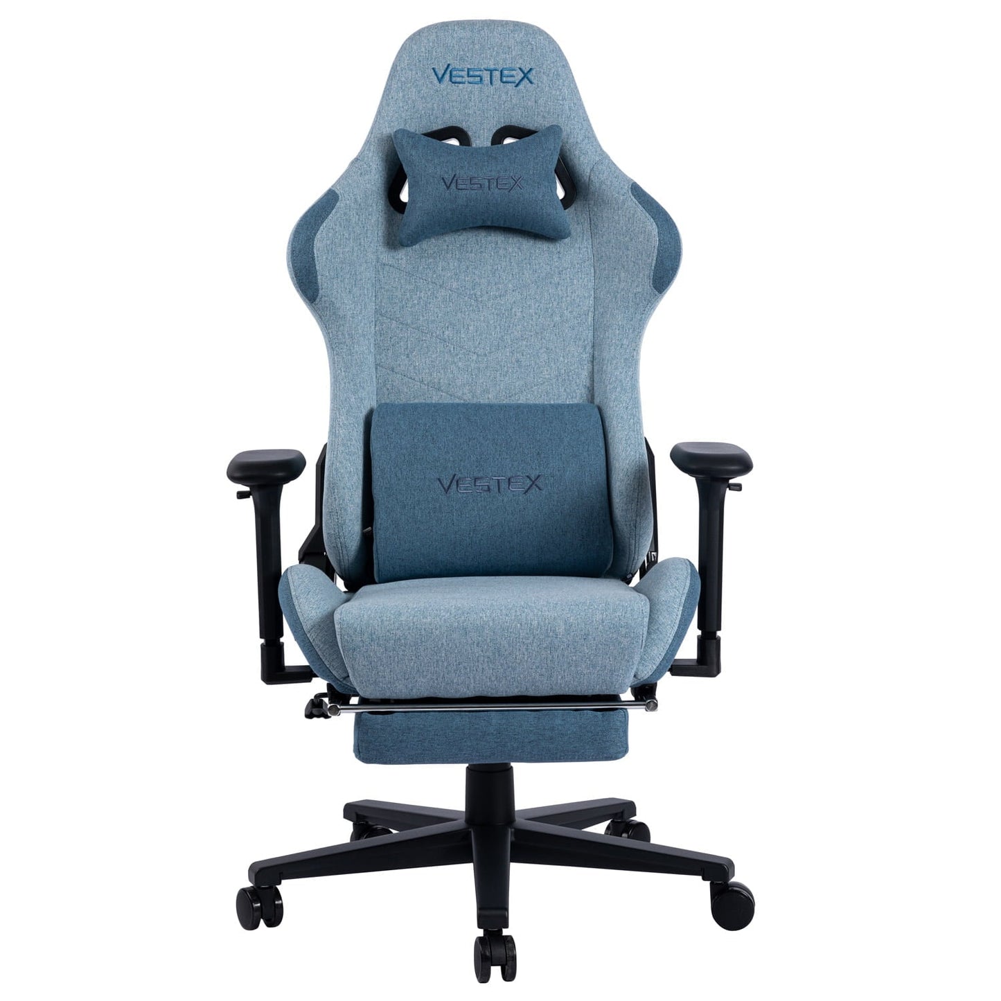 ゲーミングチェア VESTEX  S1 カラーファブリック フットレスト付 ブルー