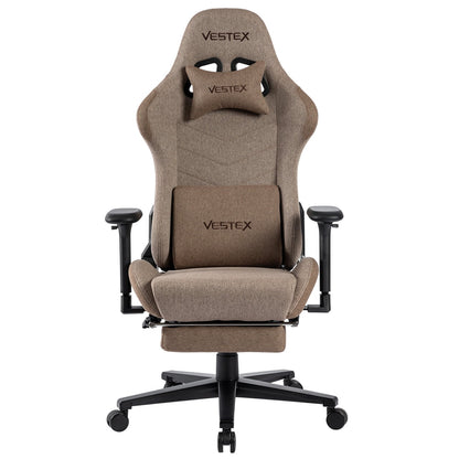 ゲーミングチェア VESTEX  S1 カラーファブリック フットレスト付 ブラウン