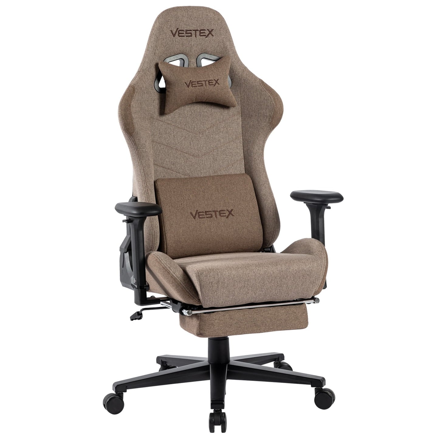 ゲーミングチェア VESTEX  S1 カラーファブリック フットレスト付 ブラウン