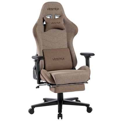 ゲーミングチェア VESTEX  S1 カラーファブリック フットレスト付 ブラウン