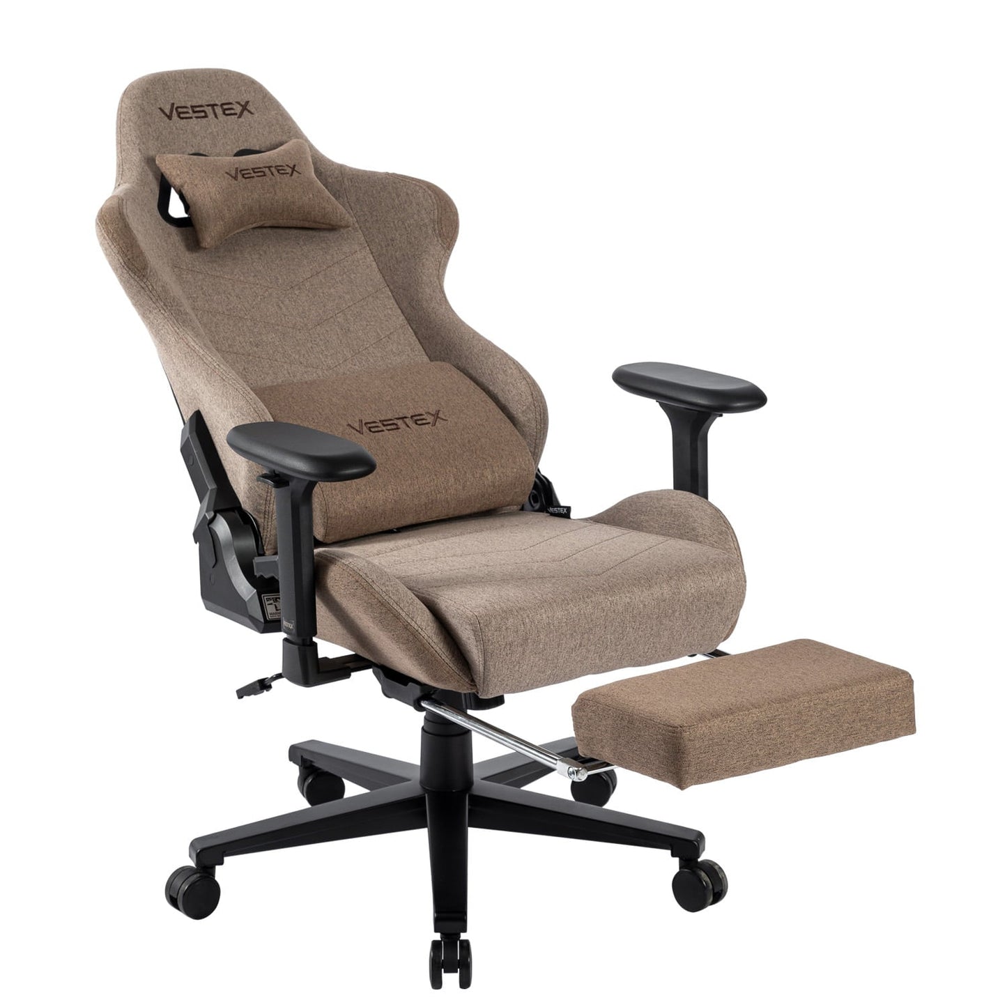 ゲーミングチェア VESTEX  S1 カラーファブリック フットレスト付 ブラウン