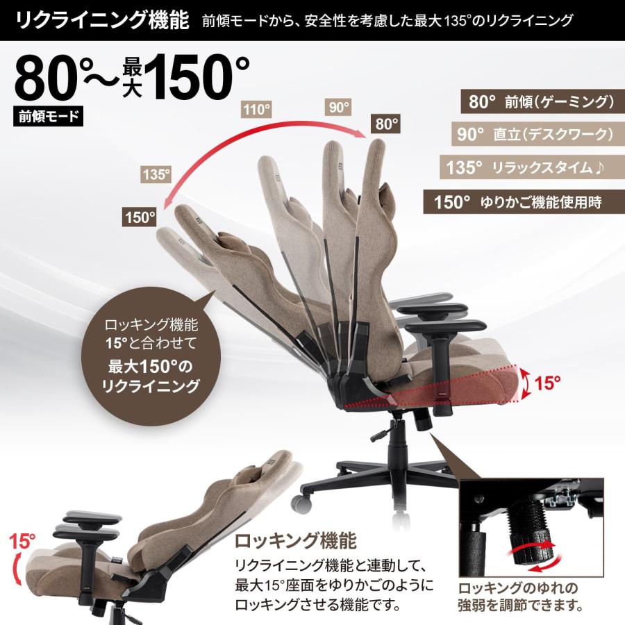 ゲーミングチェア VESTEX  S1 カラーファブリック グレー