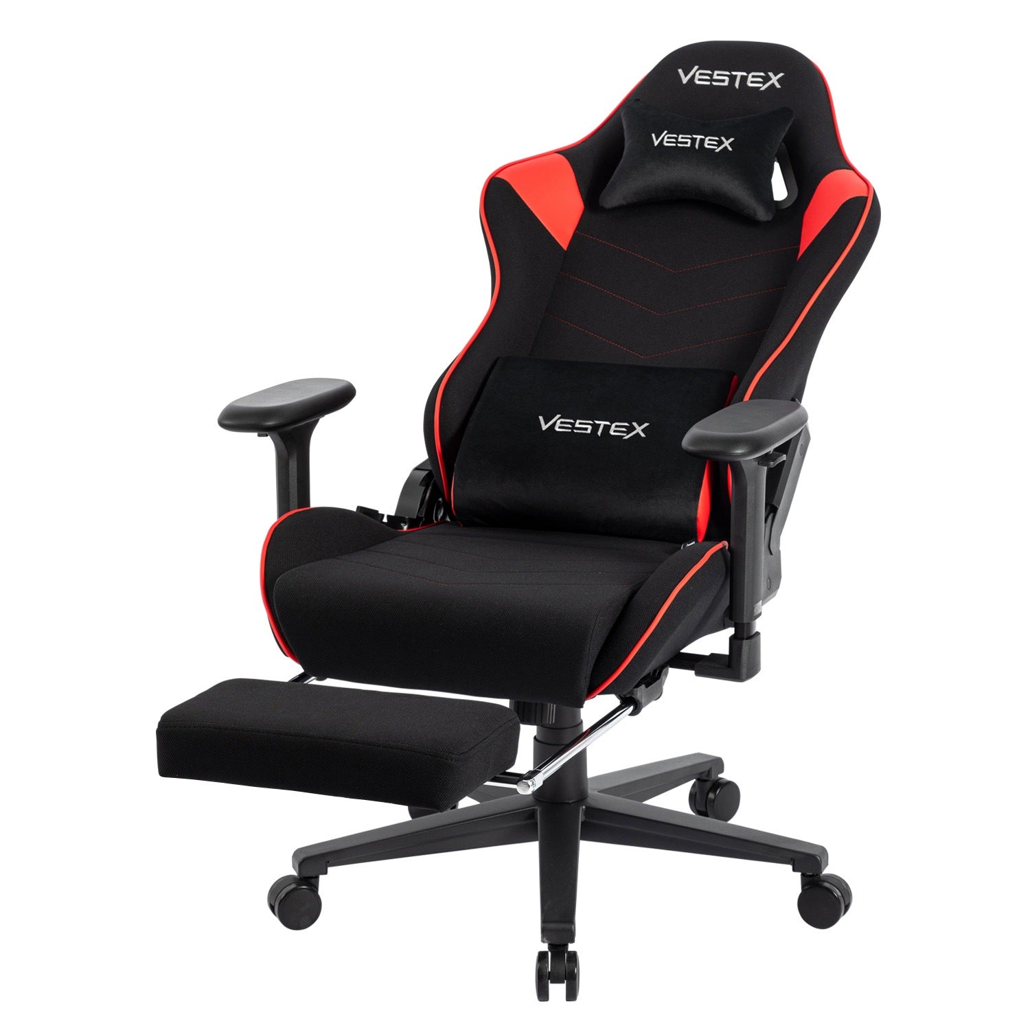 ◆未使用品◆ PLUS BJ チェア　レッド　高機能メッシュチェア　モダン ゲーミングチェア VESTEX S2 メッシュファブリック フットレスト付