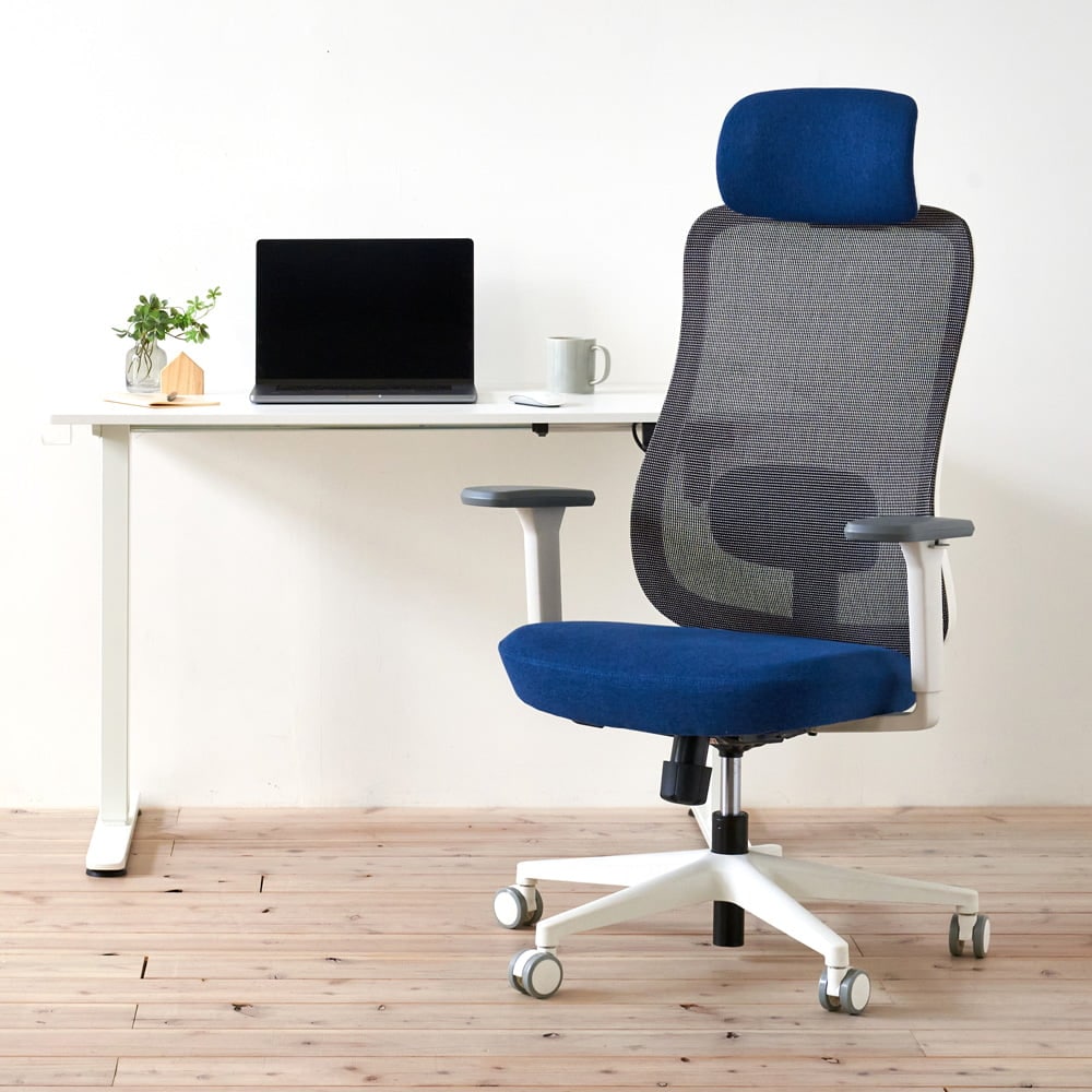 ワークチェア ROOM WORKS M2 シンプルベーシック ホワイト/ネイビー