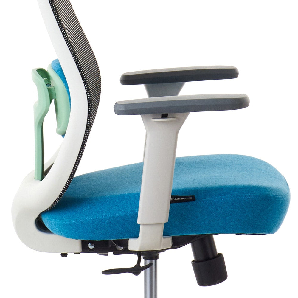 ワークチェア ROOM WORKS M2 シンプルベーシック ホワイト/エメラルド