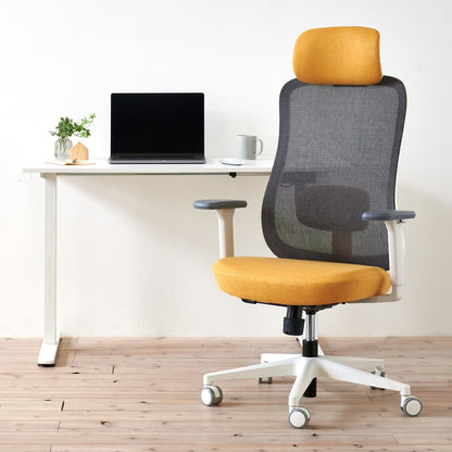 ワークチェア ROOM WORKS M2 シンプルベーシック ホワイト/イエロー