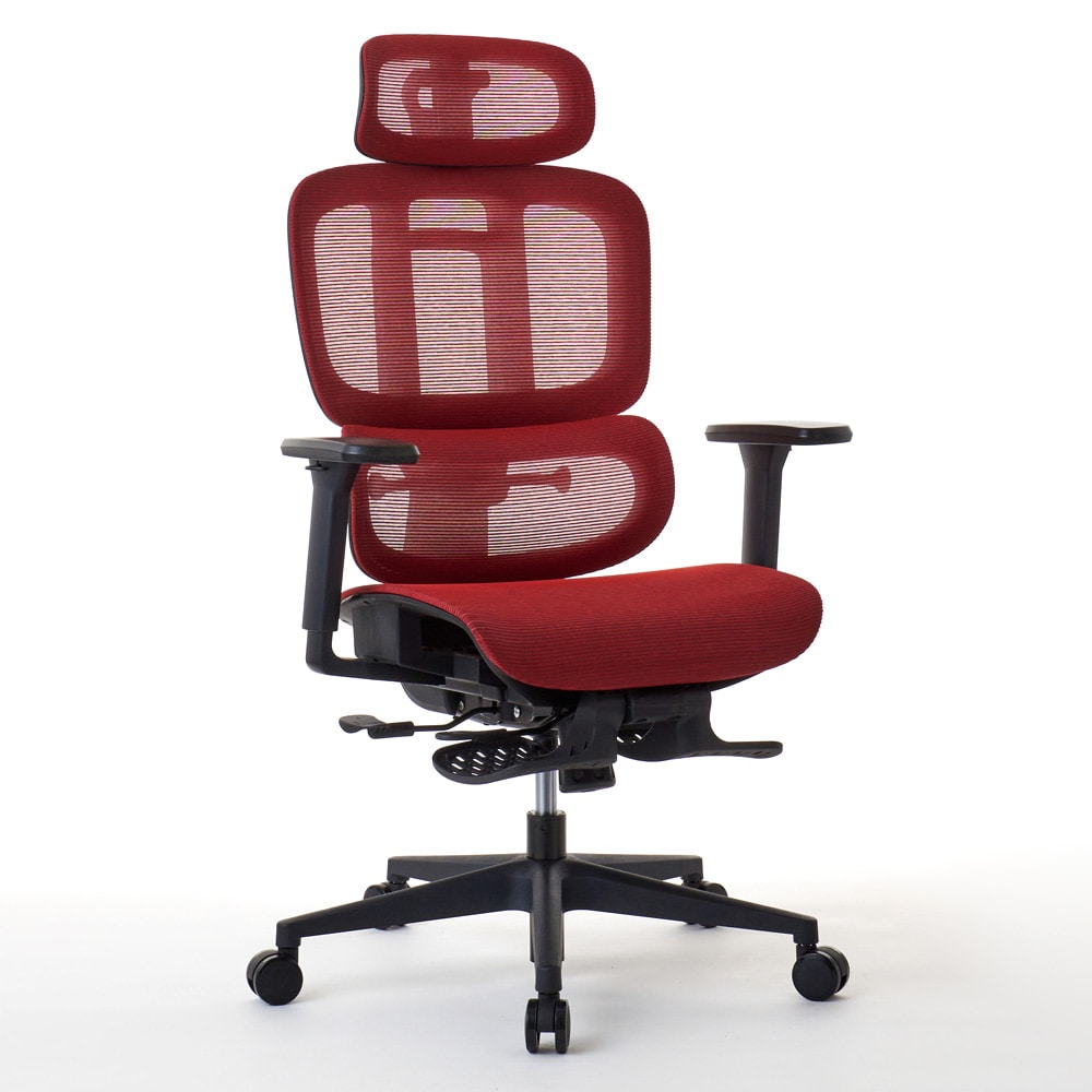 ワークチェア ROOM WORKS M5 多機能フルメッシュ レッド