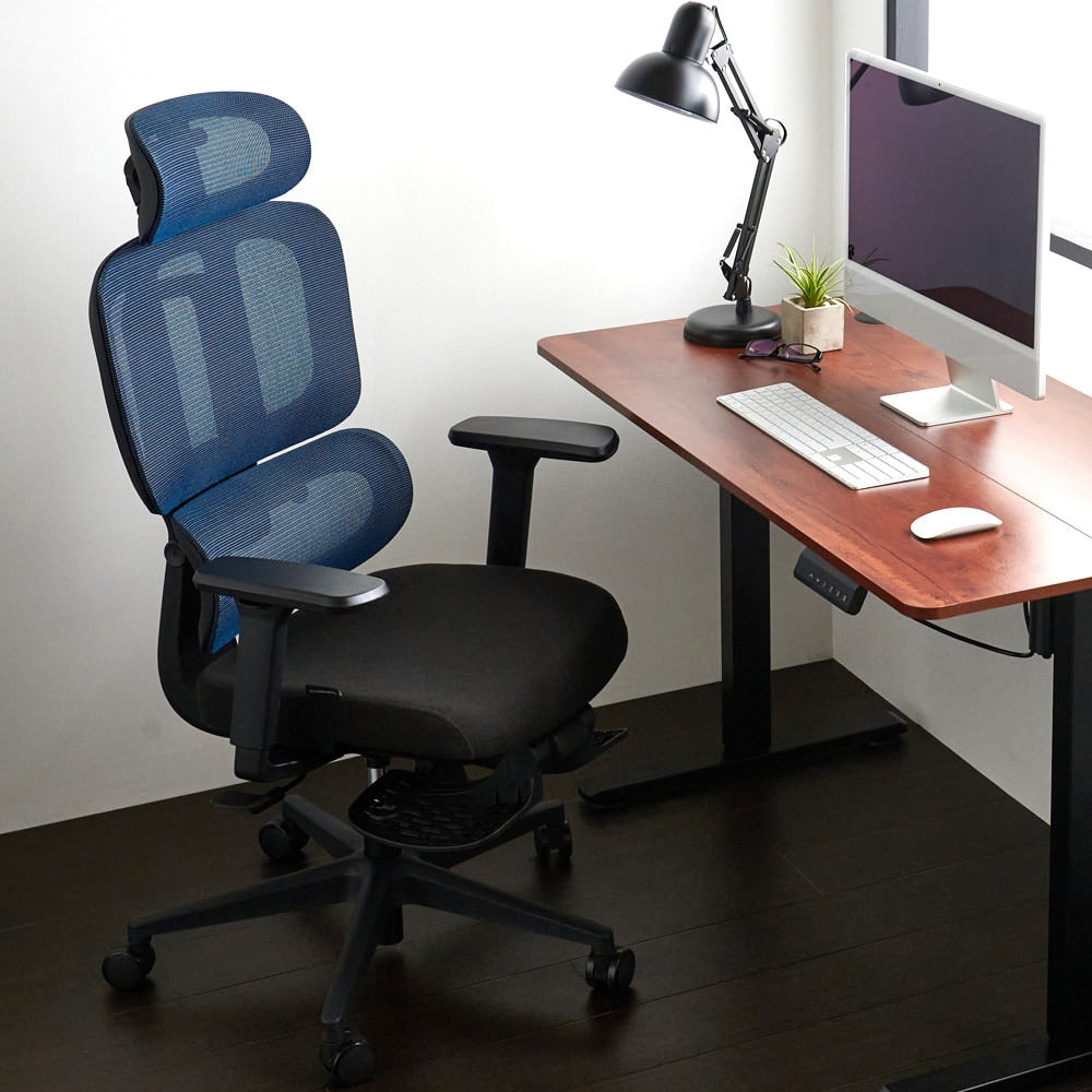 ワークチェア ROOM WORKS M6 多機能ファブリックメッシュ ブルー