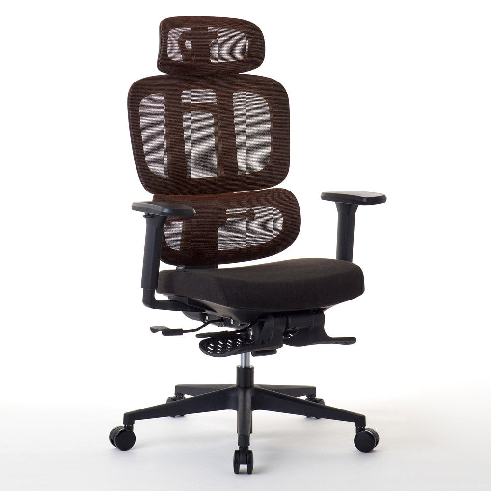 ワークチェア ROOM WORKS M6 多機能ファブリックメッシュ ブラウン
