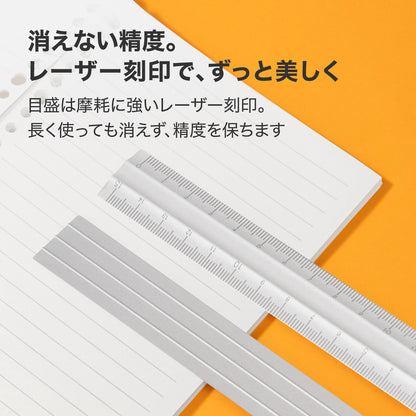 アルミ製定規 オレンジ 15cm