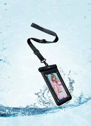 防水 スマートフォンバッグ ネックストラップ付き LAUT POP AQUA waterpoof bag ブラック