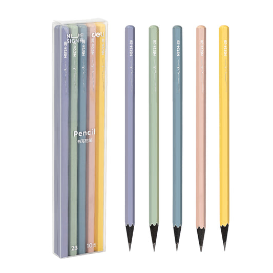 鉛筆2B 10本入 黒木 六角形 ニュアンスカラー