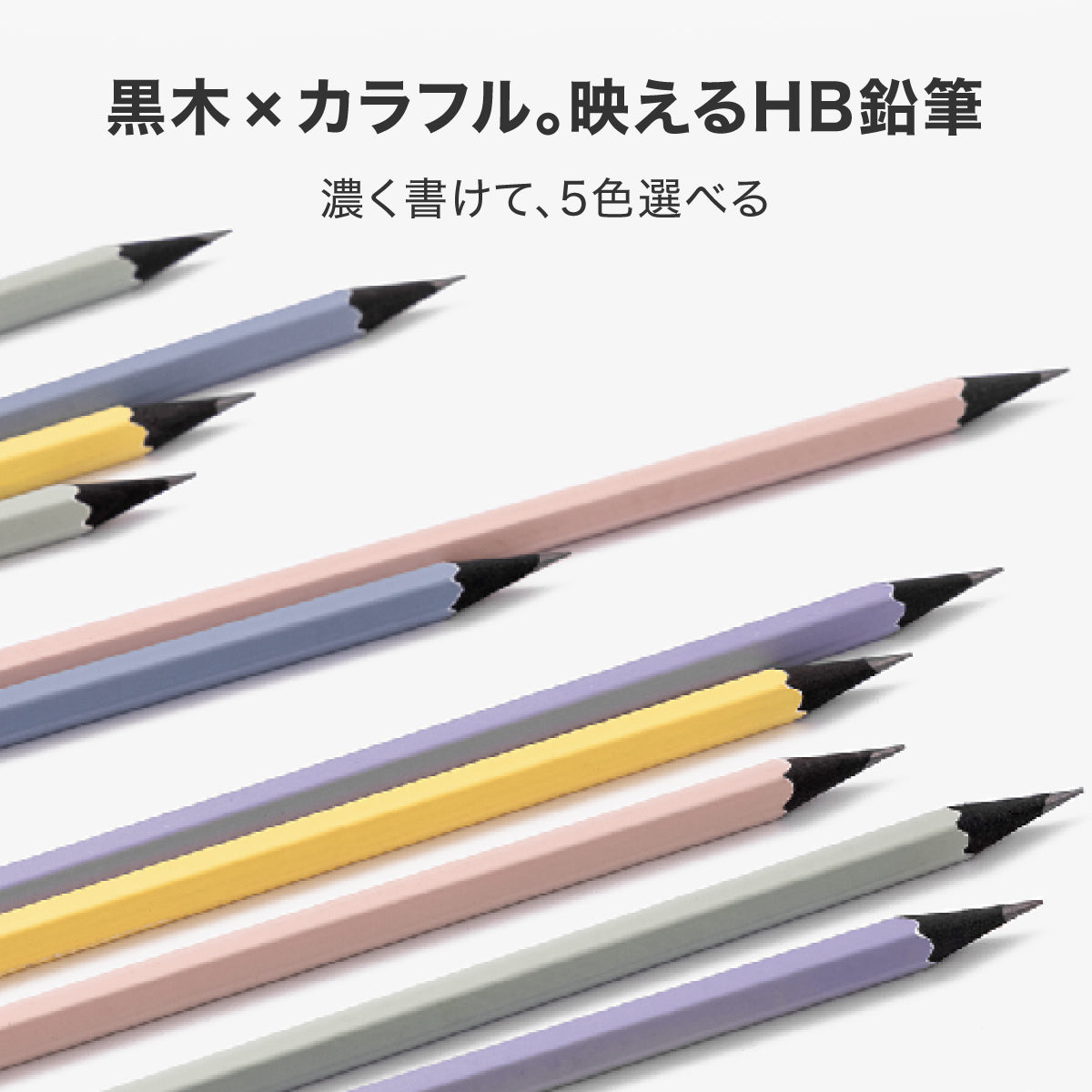 鉛筆HB 10本入 黒木 六角形 ニュアンスカラー