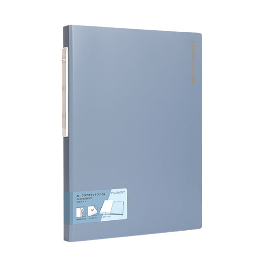 A4クリアポケットファイル 40ページ ページ番号付き ブルー