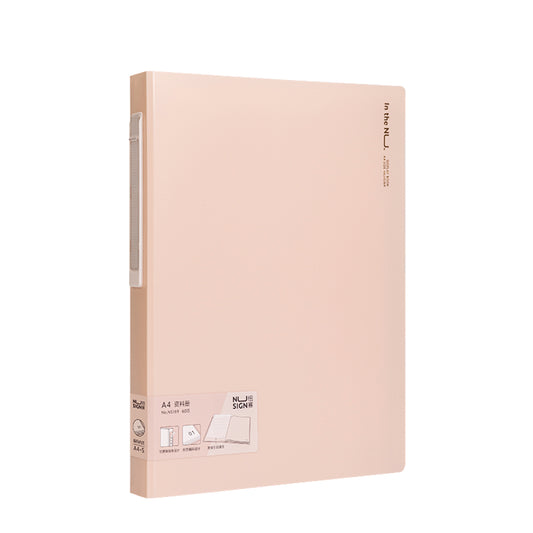 A4クリアポケットファイル 60ページ ページ番号付き ピンク