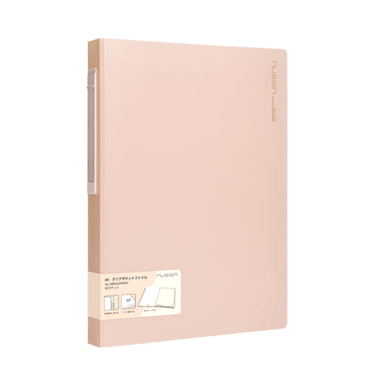 A4クリアポケットファイル 60ページ ページ番号付き ピンク