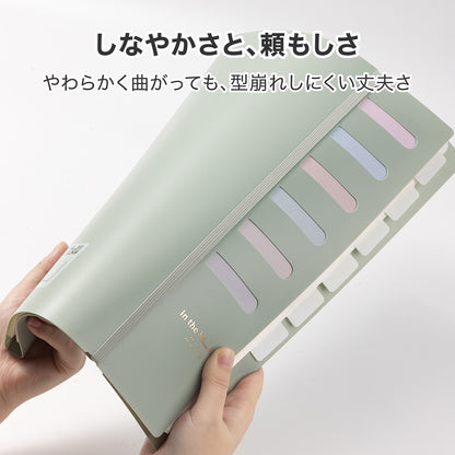 半透明ポケットファイル 6ポケット マチ付き ベージュ