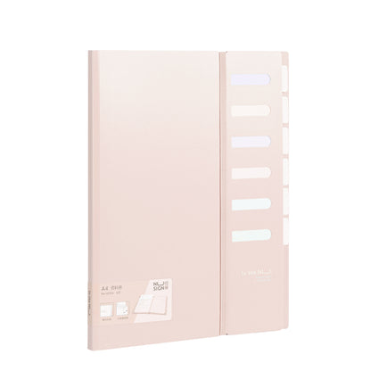 半透明ポケットファイル 6ポケット マチ付き ピンク