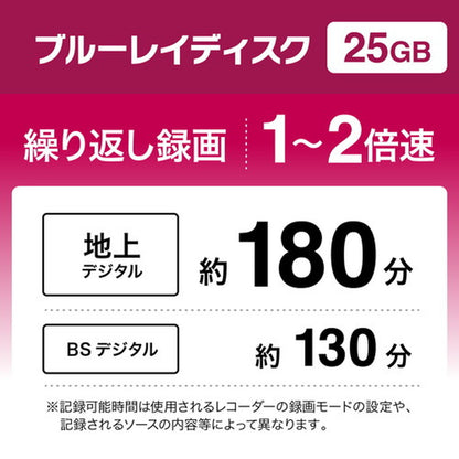 MiraiSell〔ミライセル〕　録画用BD-RE 25GB 50枚パック スピンドルケース　記録時間
