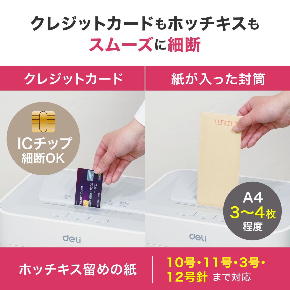 シュレッダー deli T058 A4サイズ 23L マイクロクロスカット 静音