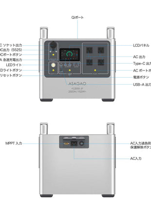 ポータブル電源 1920Wh 大容量バッテリー ASAGAO JAPAN AS2000-JP