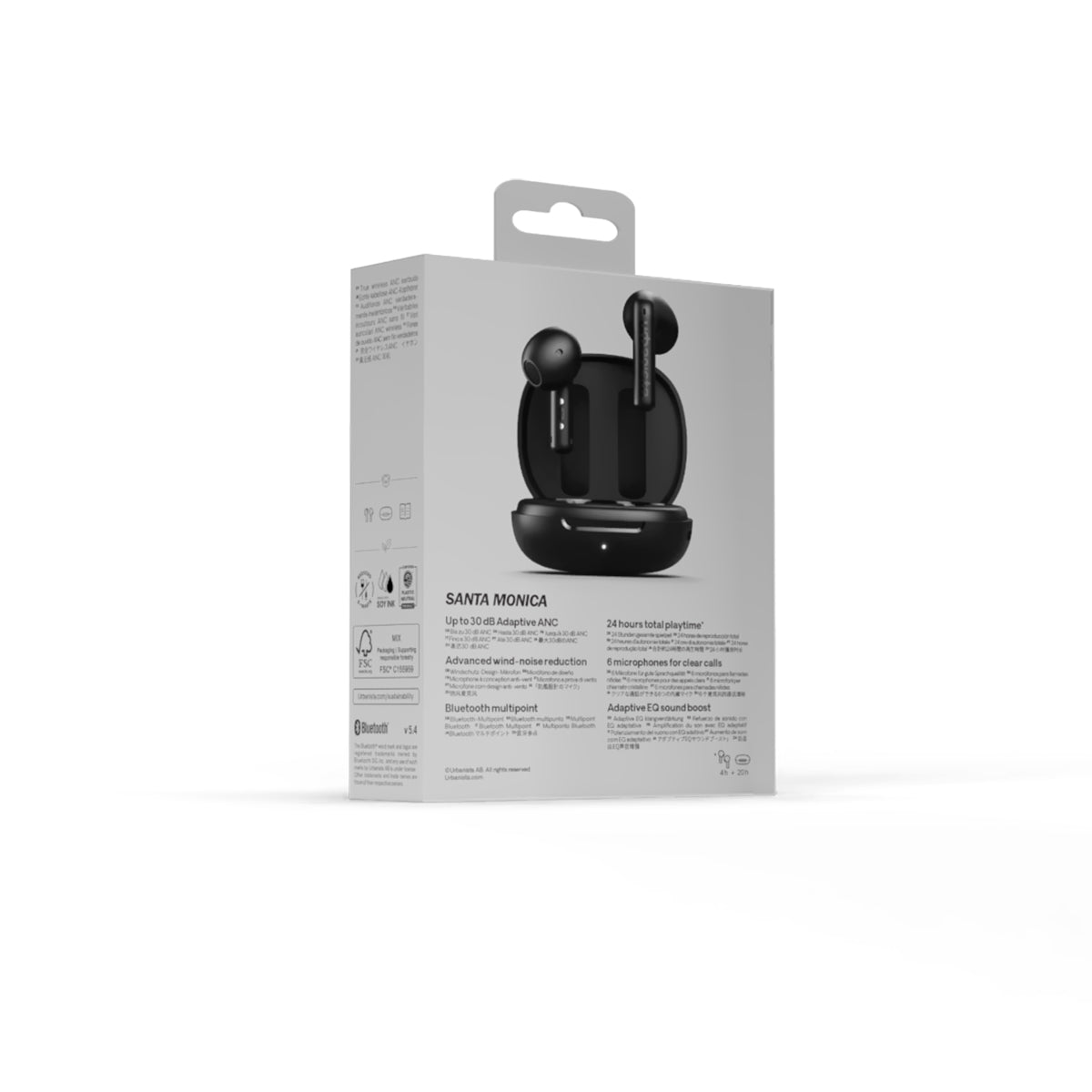 ワイヤレスイヤホン SANTA MONICA True Wireless Earbuds Bluetooth 6.0 ミッドナイトブラック