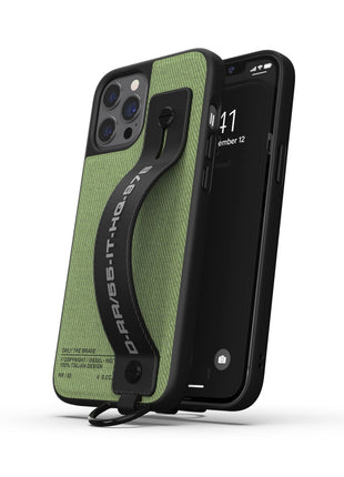 iPhone12ProMaxケース Handstrap Case Utility Twill ブラック/グリーン