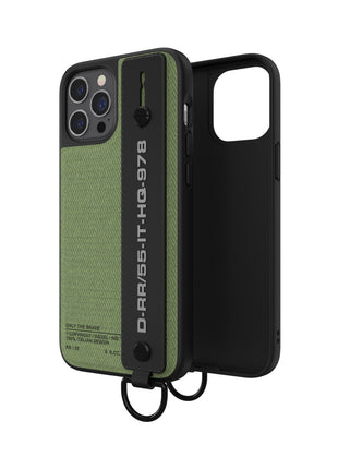 iPhone12ProMaxケース Handstrap Case Utility Twill ブラック/グリーン