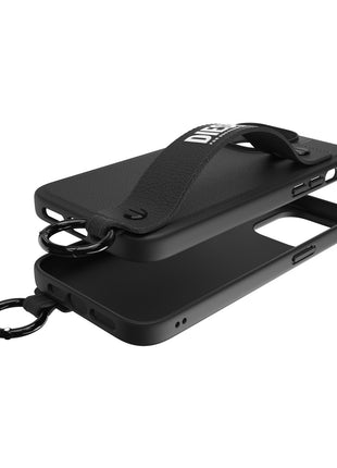 iPhone14ProMaxケース Leather Handstrap Case ブラック/ホワイト