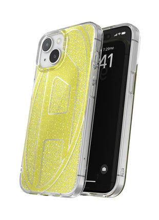 DIESEL iPhone15ケース Oval D Glitter ゴールド